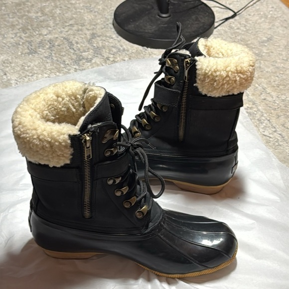 Sperry for J. Crew Shearwater Black buckle boots Sz 8 leather - Picture 4 of 7